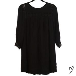 Lucky Brand Dress Black Crochet Detail Boho Dress XS